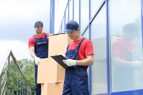 Packing and preparing boxes for a Canary Wharf move