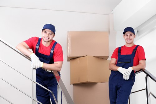 Commercial removals van support in Canary Wharf office district