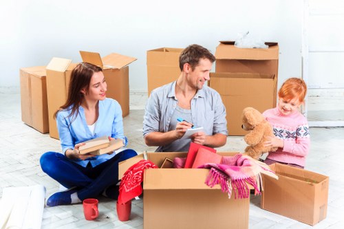 Commercial moving team planning an office relocation in Canary Wharf