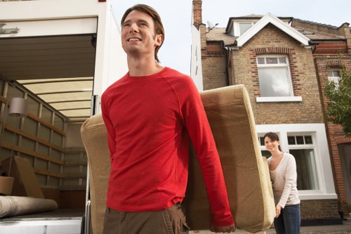 Moving service preparation and loading for a house move in Canary Wharf